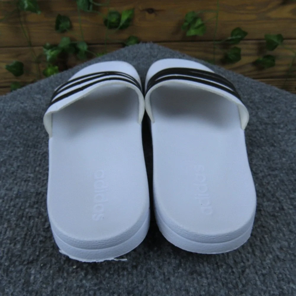 Adidas Adilette Cloudfoam Plus Slides Men's White Black Stripe‎ Size 6